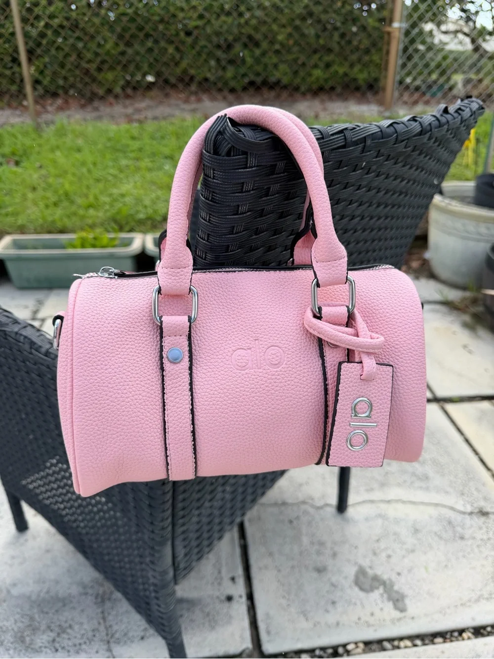 ALO Yoga Pink Mini Barrel Bag with Branded Tag and Wallet